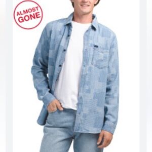 NWT Buffalo David Bitton Men’s M Svenn Jacquard Denim Button Up $99 Shirt